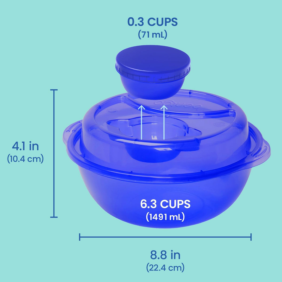 Easyboxes Salad-to-Go Containers - 8-Piece Set: 4 Bowls, Leak-Proof Dressing Cups Built-In & 4 Fitted Lids Seal in Freshness; Reusable/BPA-Free for Salad, Pasta, & Cereal (Jewel Brights)
