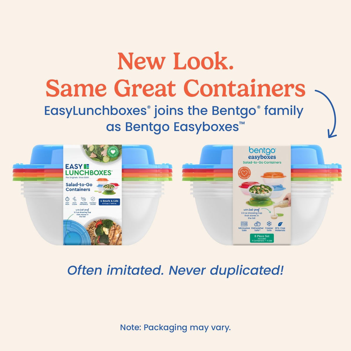 Easyboxes Salad-to-Go Containers - 8-Piece Set: 4 Bowls, Leak-Proof Dressing Cups Built-In & 4 Fitted Lids Seal in Freshness; Reusable/BPA-Free for Salad, Pasta, & Cereal (Jewel Brights)