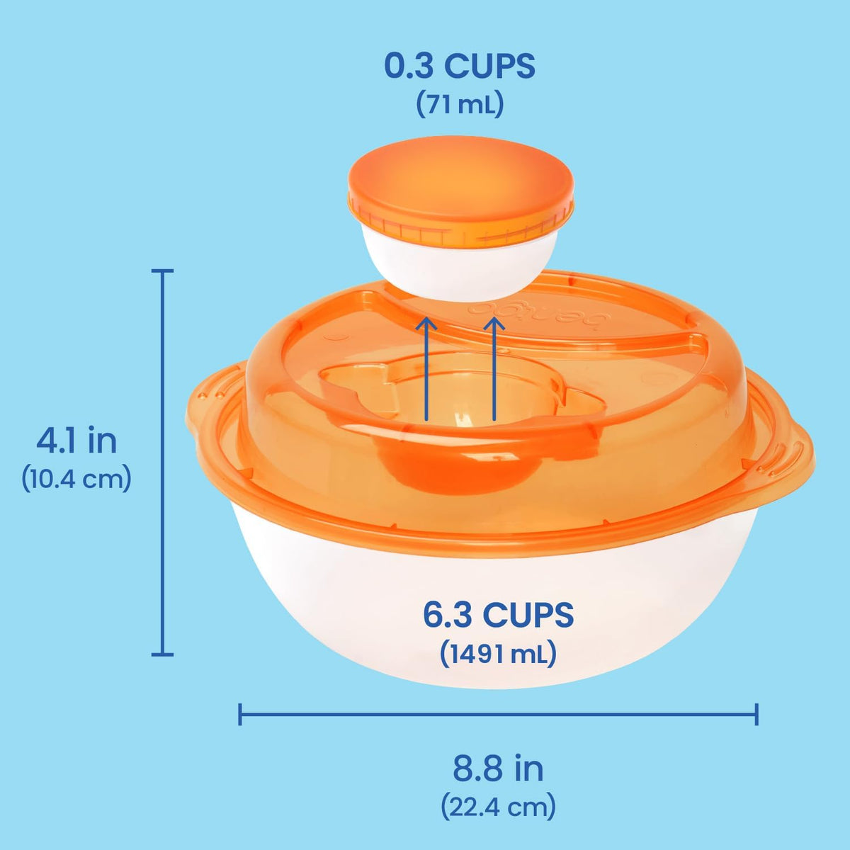 Easyboxes Salad-to-Go Containers - 8-Piece Set: 4 Bowls, Leak-Proof Dressing Cups Built-In & 4 Fitted Lids Seal in Freshness; Reusable/BPA-Free for Salad, Pasta, & Cereal (Jewel Brights)