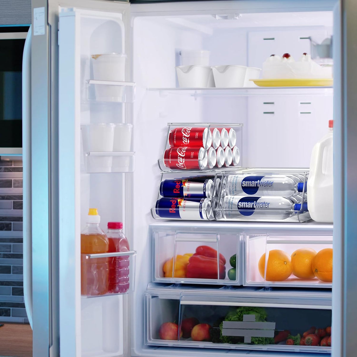 Fridge & Pantry Can Organizer - 3 Size Dispenser for Standard, Skinny Cans & Water Bottles