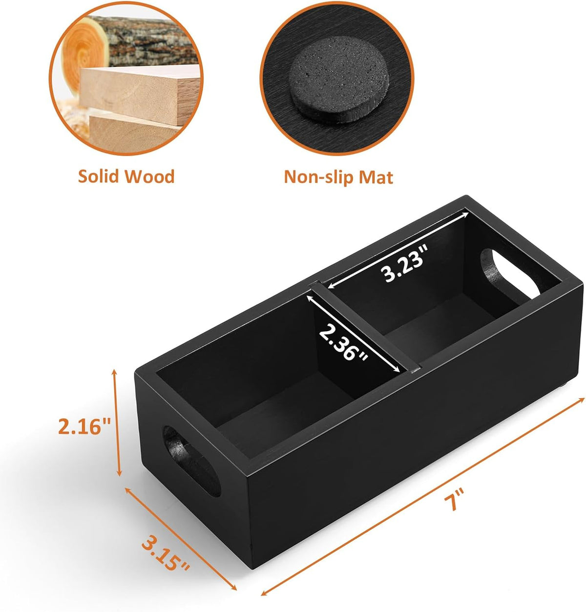 Tea Bag Organizer, Acacia Wood Tea Bag Holder, Wide Compartments for Tea Bags, 2 Slots Tea Caddy, Tea Organizers Storage for Countertop & Drawer Storage