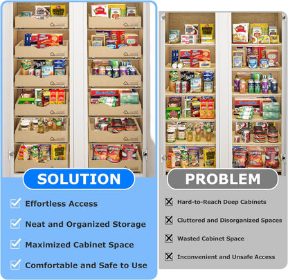 Premium Birchwood Pull-Out Cabinet Drawers, 26" W x 21" D Pull Out Cabinet Organizer, Heavy-Duty Cabinet Organizer with Easy Installation, Space-Saving Pullout Drawer for Home & Kitchen