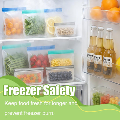 9 Pack Reusable Silicone Food Storage Bags - Freezer & Dishwasher Safe Leakproof Reusable Bags, Freezer Storage Bags Sets - 3 Gallon 3 Snack 3 Sandwich Bags