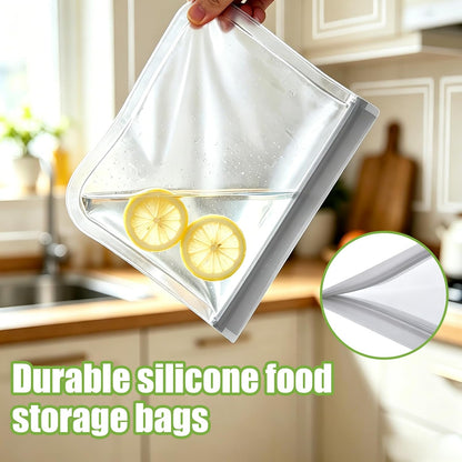 9 Pack Reusable Silicone Food Storage Bags - Freezer & Dishwasher Safe Leakproof Reusable Bags, Freezer Storage Bags Sets - 3 Gallon 3 Snack 3 Sandwich Bags