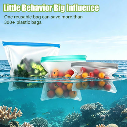 9 Pack Reusable Silicone Food Storage Bags - Freezer & Dishwasher Safe Leakproof Reusable Bags, Freezer Storage Bags Sets - 3 Gallon 3 Snack 3 Sandwich Bags