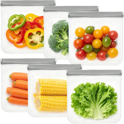 9 Pack Reusable Silicone Food Storage Bags - Freezer & Dishwasher Safe Leakproof Reusable Bags, Freezer Storage Bags Sets - 3 Gallon 3 Snack 3 Sandwich Bags