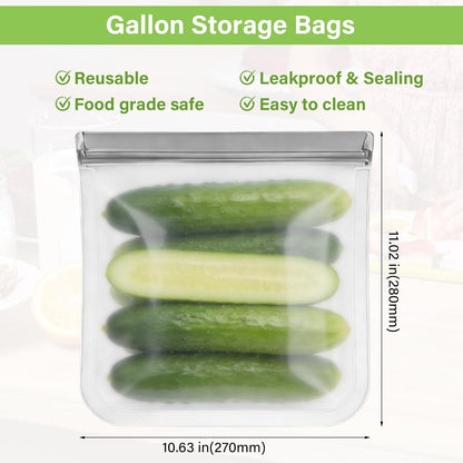 9 Pack Reusable Silicone Food Storage Bags - Freezer & Dishwasher Safe Leakproof Reusable Bags, Freezer Storage Bags Sets - 3 Gallon 3 Snack 3 Sandwich Bags