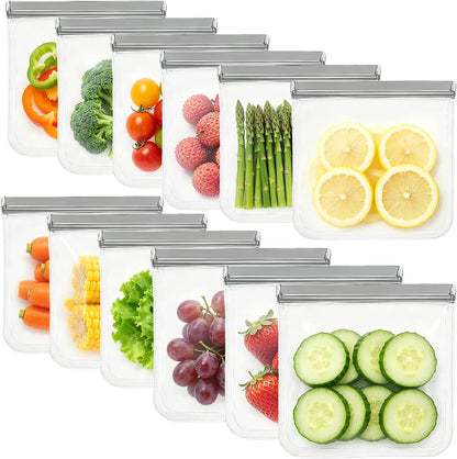 9 Pack Reusable Silicone Food Storage Bags - Freezer & Dishwasher Safe Leakproof Reusable Bags, Freezer Storage Bags Sets - 3 Gallon 3 Snack 3 Sandwich Bags