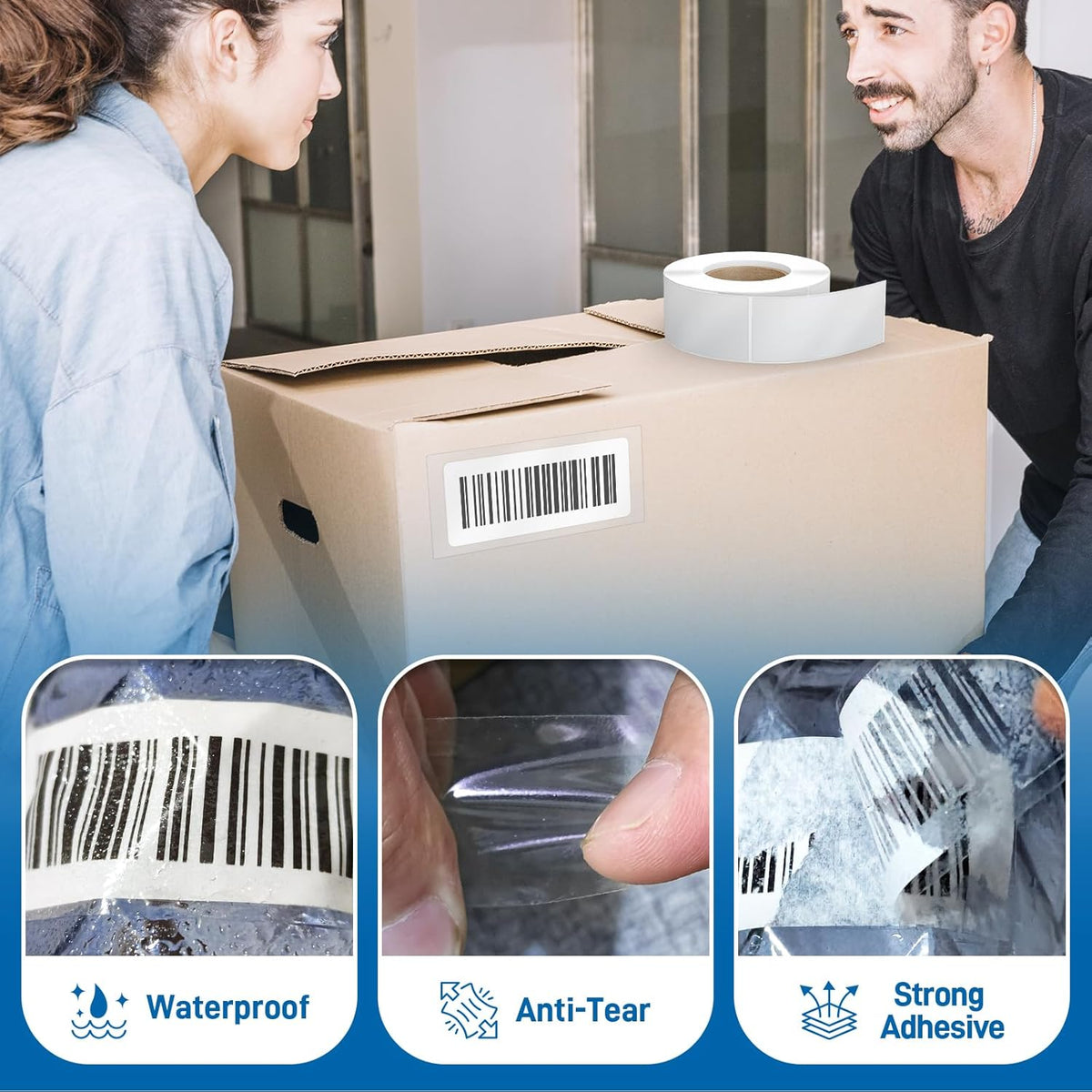 500 Pcs 3.2"x1.2" Thicken Clear Label Protectors for Protecting Barcode Library Book Back Backbone, Waterproof Adhesive Wafer Seals Stickers for Numbers Clothes Food Labels Laboratory Office