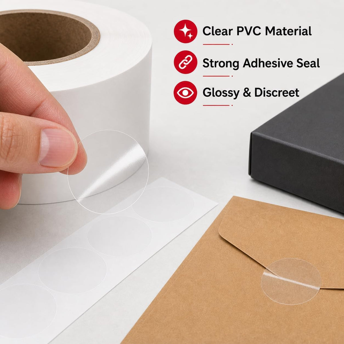 500 Pcs 3.2"x1.2" Thicken Clear Label Protectors for Protecting Barcode Library Book Back Backbone, Waterproof Adhesive Wafer Seals Stickers for Numbers Clothes Food Labels Laboratory Office