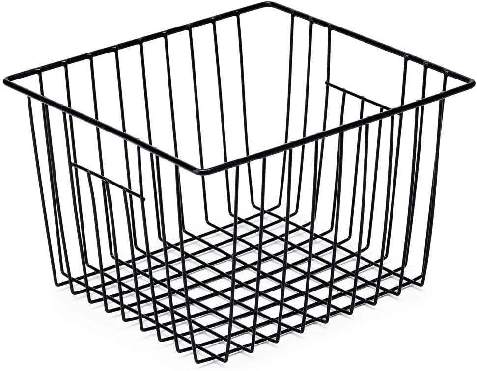Freezer Baskests Organizer Bins, Freezer Wire Storage Basket Refrigerator Storage Baskets Bins Organizer with Built-in Handles for Cabinets, Pantry, Closets, Bedrooms - Set of 2 White