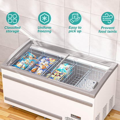 Freezer Baskests Organizer Bins, Freezer Wire Storage Basket Refrigerator Storage Baskets Bins Organizer with Built-in Handles for Cabinets, Pantry, Closets, Bedrooms - Set of 2 White