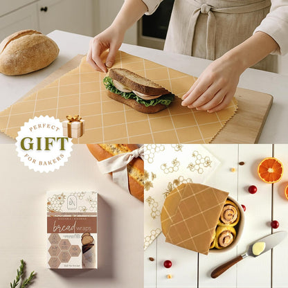 Beeswax Wraps for Food - XL Beeswax Bread Wrap, Reusable