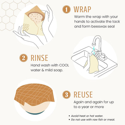 Beeswax Wraps for Food - XL Beeswax Bread Wrap, Reusable