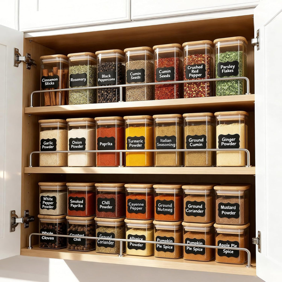 12 Pack 4 oz Square Glass Spice Jars with Lids and Labels – Airtight Small Seasoning Containers Set, Clear Glass Storage Jars for Seasoning, Spices, Kitchen Pantry Organization