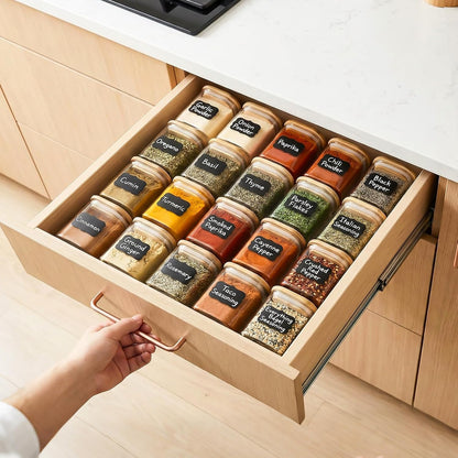 12 Pack 4 oz Square Glass Spice Jars with Lids and Labels – Airtight Small Seasoning Containers Set, Clear Glass Storage Jars for Seasoning, Spices, Kitchen Pantry Organization