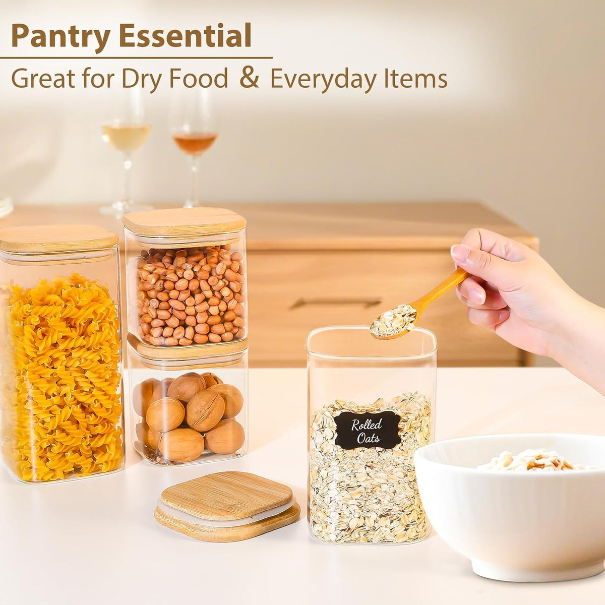 12 Pack 4 oz Square Glass Spice Jars with Lids and Labels – Airtight Small Seasoning Containers Set, Clear Glass Storage Jars for Seasoning, Spices, Kitchen Pantry Organization