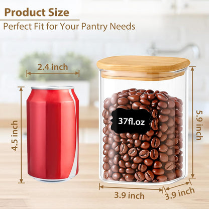 12 Pack 4 oz Square Glass Spice Jars with Lids and Labels – Airtight Small Seasoning Containers Set, Clear Glass Storage Jars for Seasoning, Spices, Kitchen Pantry Organization