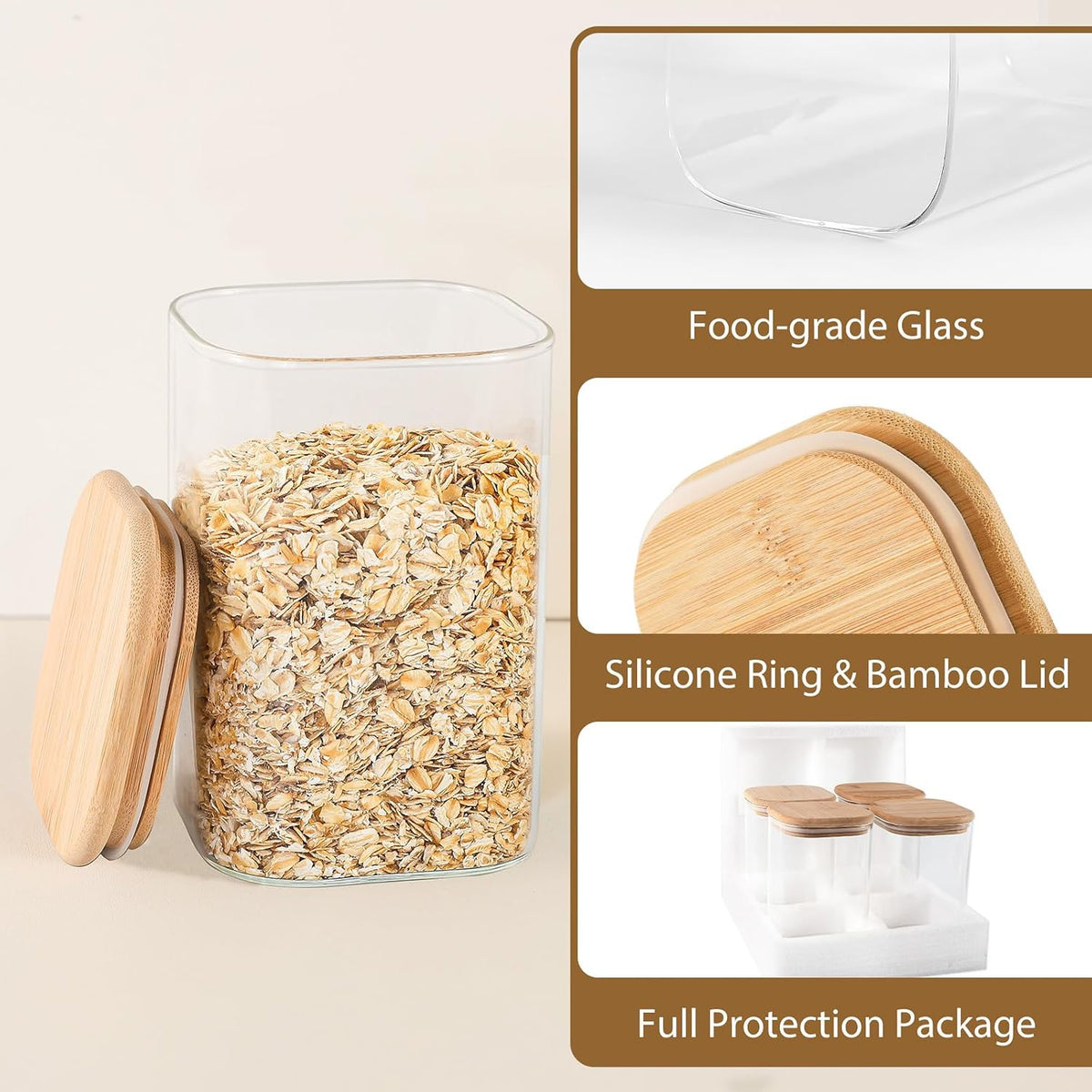 12 Pack 4 oz Square Glass Spice Jars with Lids and Labels – Airtight Small Seasoning Containers Set, Clear Glass Storage Jars for Seasoning, Spices, Kitchen Pantry Organization