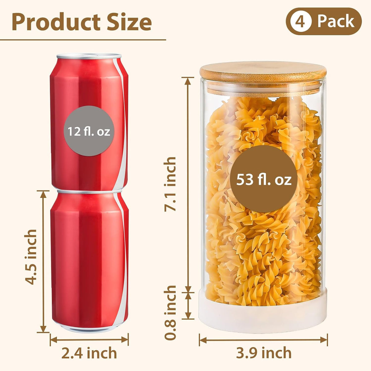 12 Pack 4 oz Square Glass Spice Jars with Lids and Labels – Airtight Small Seasoning Containers Set, Clear Glass Storage Jars for Seasoning, Spices, Kitchen Pantry Organization