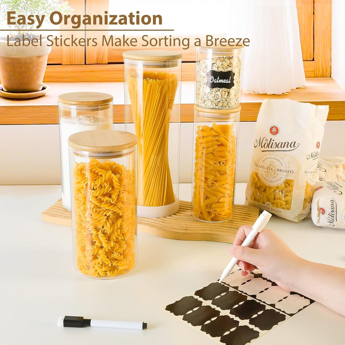 12 Pack 4 oz Square Glass Spice Jars with Lids and Labels – Airtight Small Seasoning Containers Set, Clear Glass Storage Jars for Seasoning, Spices, Kitchen Pantry Organization
