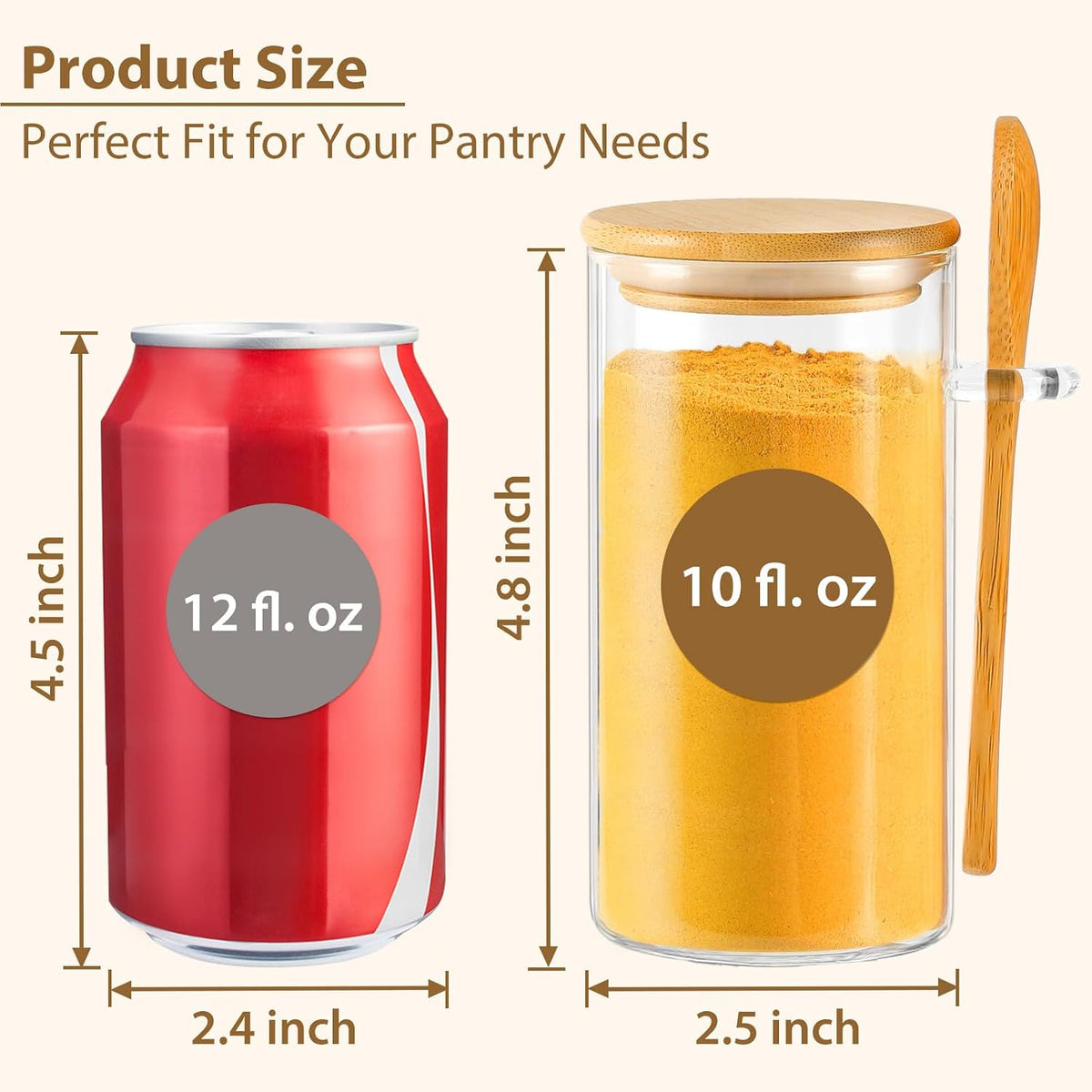 12 Pack 4 oz Square Glass Spice Jars with Lids and Labels – Airtight Small Seasoning Containers Set, Clear Glass Storage Jars for Seasoning, Spices, Kitchen Pantry Organization