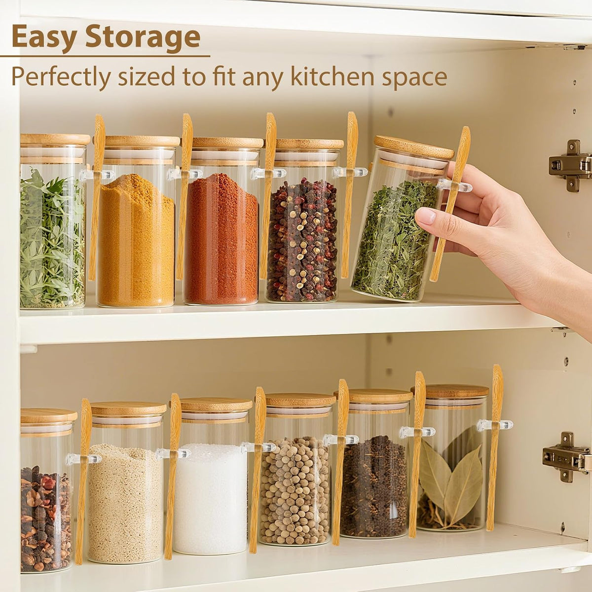 12 Pack 4 oz Square Glass Spice Jars with Lids and Labels – Airtight Small Seasoning Containers Set, Clear Glass Storage Jars for Seasoning, Spices, Kitchen Pantry Organization