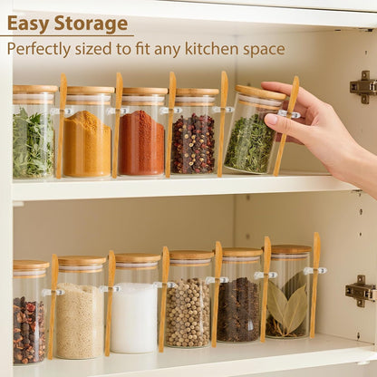 12 Pack 4 oz Square Glass Spice Jars with Lids and Labels – Airtight Small Seasoning Containers Set, Clear Glass Storage Jars for Seasoning, Spices, Kitchen Pantry Organization