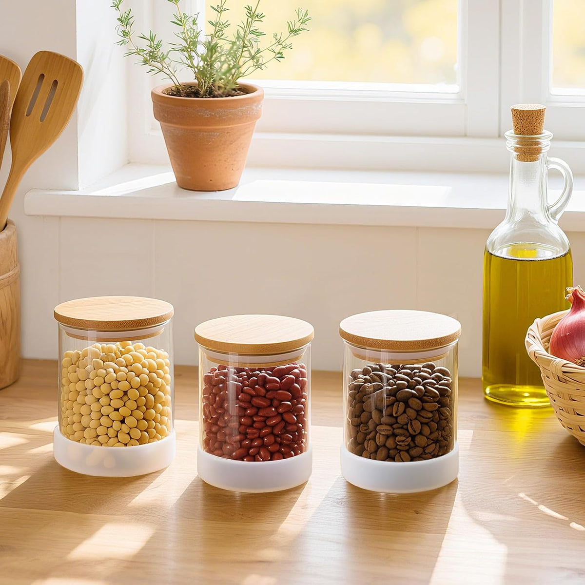 12 Pack 4 oz Square Glass Spice Jars with Lids and Labels – Airtight Small Seasoning Containers Set, Clear Glass Storage Jars for Seasoning, Spices, Kitchen Pantry Organization