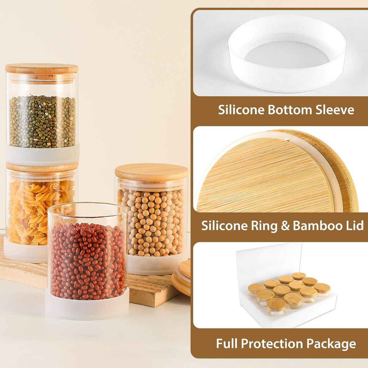 12 Pack 4 oz Square Glass Spice Jars with Lids and Labels – Airtight Small Seasoning Containers Set, Clear Glass Storage Jars for Seasoning, Spices, Kitchen Pantry Organization
