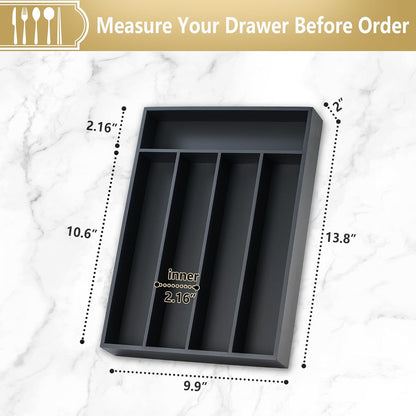 Silverware Organizer, 10 Inch Utensil Organizer Kitchen Drawer Organizer Bamboo Silverware Holder Cutlery Tray Organizer in Drawer Flatware Organizer Tray(5 slots, Natural