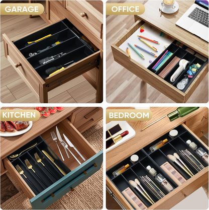 Silverware Organizer, 10 Inch Utensil Organizer Kitchen Drawer Organizer Bamboo Silverware Holder Cutlery Tray Organizer in Drawer Flatware Organizer Tray(5 slots, Natural