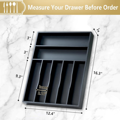 Silverware Organizer, 10 Inch Utensil Organizer Kitchen Drawer Organizer Bamboo Silverware Holder Cutlery Tray Organizer in Drawer Flatware Organizer Tray(5 slots, Natural