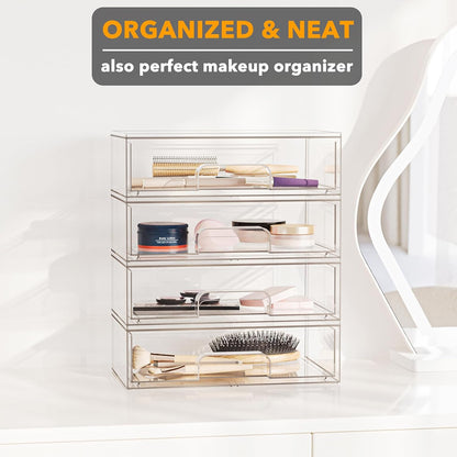 Bottle Storage Organizer Baby - Acrylic Bottles Station Organizer Container, Stackable Clear Drawers for Countertop, Vanity, Bathroom, Cabinet, Pantry Organization, 2S2M1L, 15.4" H