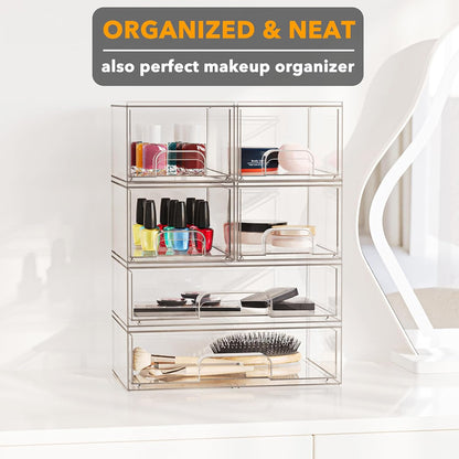 Bottle Storage Organizer Baby - Acrylic Bottles Station Organizer Container, Stackable Clear Drawers for Countertop, Vanity, Bathroom, Cabinet, Pantry Organization, 2S2M1L, 15.4" H