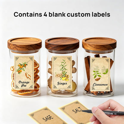 96 Pcs Herb and Spice Jar Labels, Vintage Apothecary Label, Plant Stickers for Herb Spice Cabinet Organization, 1.4 x 2.4 Inch
