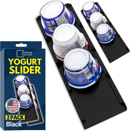 Yogurt Organizer for Fridge - Hold 4 Wide-Mouth Greek Yogurt Cups - Peel and Stick Yogurt Storage Organizer for Refrigerator - White
