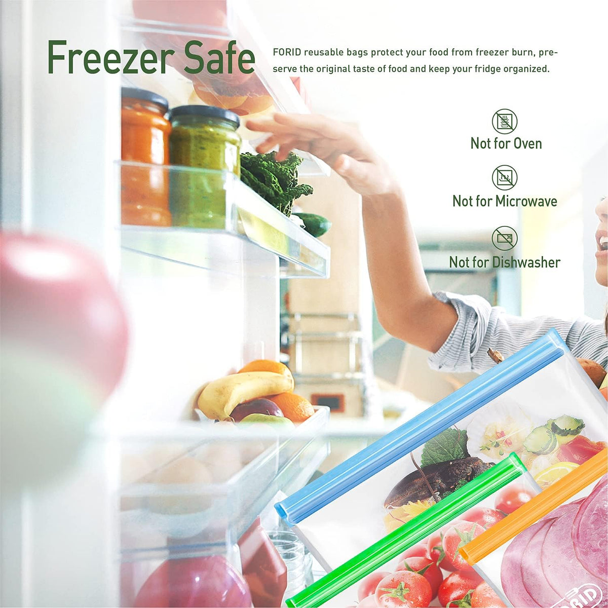 24 Pack Reusable Food Storage Bags, Silicone Gallon Freezer Bags, Sandwich Snack Resealable Lunch Bags, Extra Thick Leakproof for Marinate Food, Fruit Cereal Travel Items Home Kitchen