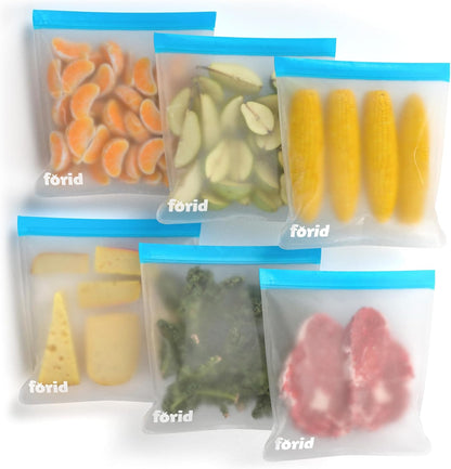 24 Pack Reusable Food Storage Bags, Silicone Gallon Freezer Bags, Sandwich Snack Resealable Lunch Bags, Extra Thick Leakproof for Marinate Food, Fruit Cereal Travel Items Home Kitchen
