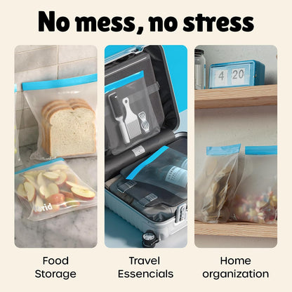 24 Pack Reusable Food Storage Bags, Silicone Gallon Freezer Bags, Sandwich Snack Resealable Lunch Bags, Extra Thick Leakproof for Marinate Food, Fruit Cereal Travel Items Home Kitchen