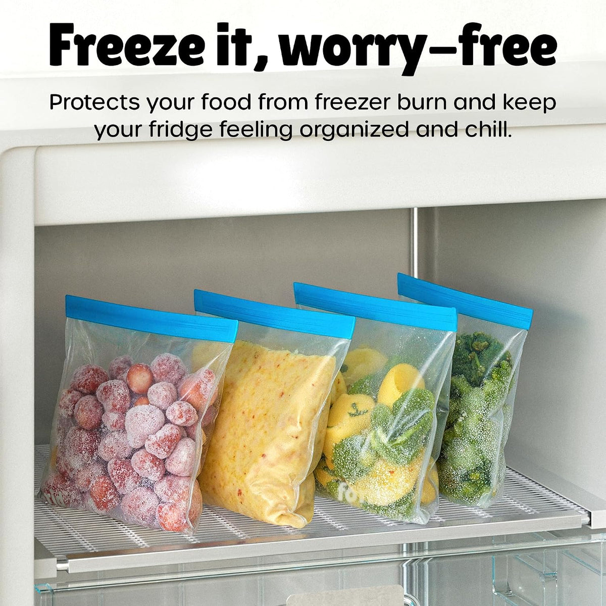 24 Pack Reusable Food Storage Bags, Silicone Gallon Freezer Bags, Sandwich Snack Resealable Lunch Bags, Extra Thick Leakproof for Marinate Food, Fruit Cereal Travel Items Home Kitchen