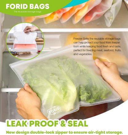 24 Pack Reusable Food Storage Bags, Silicone Gallon Freezer Bags, Sandwich Snack Resealable Lunch Bags, Extra Thick Leakproof for Marinate Food, Fruit Cereal Travel Items Home Kitchen