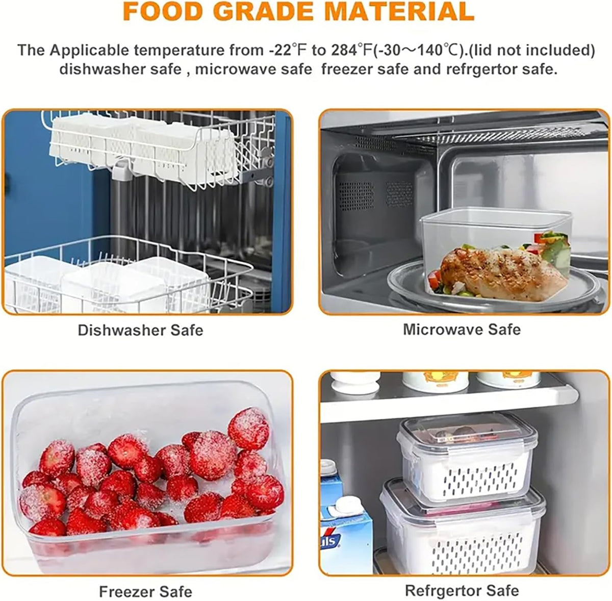 3pcs 4 in 1 Fruit Containers for Fridge with Removable Colanders and Lids, Airtight Storage Container to Keep Fruits, Vegetables, Berry, Meat Fresh Longer, Dishwasher & Microwave Safe