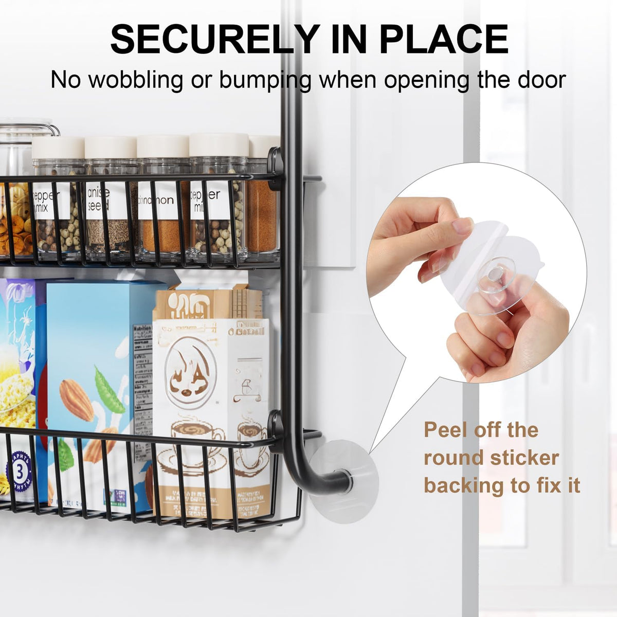 Delamu Over the Door Pantry Organizer, 6-Tier Metal Pantry Door Organization and Storage, Hanging Kitchen Basket Spice Rack Seasoning Shelves, Cabinet Door Organizer for Easy Install,D5xW18xH50inch
