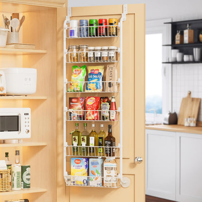 Delamu Over the Door Pantry Organizer, 6-Tier Metal Pantry Door Organization and Storage, Hanging Kitchen Basket Spice Rack Seasoning Shelves, Cabinet Door Organizer for Easy Install,D5xW18xH50inch