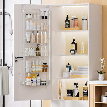 Delamu Over the Door Pantry Organizer, 6-Tier Metal Pantry Door Organization and Storage, Hanging Kitchen Basket Spice Rack Seasoning Shelves, Cabinet Door Organizer for Easy Install,D5xW18xH50inch