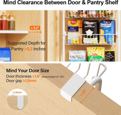 Delamu Over the Door Pantry Organizer, 6-Tier Metal Pantry Door Organization and Storage, Hanging Kitchen Basket Spice Rack Seasoning Shelves, Cabinet Door Organizer for Easy Install,D5xW18xH50inch