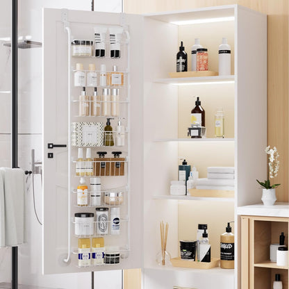 Delamu Over the Door Pantry Organizer, 6-Tier Metal Pantry Door Organization and Storage, Hanging Kitchen Basket Spice Rack Seasoning Shelves, Cabinet Door Organizer for Easy Install,D5xW18xH50inch