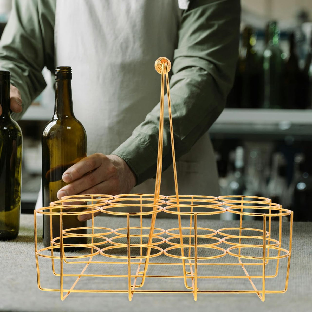 Beer Storage Rack Basket 12 Bottle Beer Holder with Handle Portable Rack Carrier for Bar Ktv Home Party Beverage Storage 11.41 X 8.66 X 11.22 in