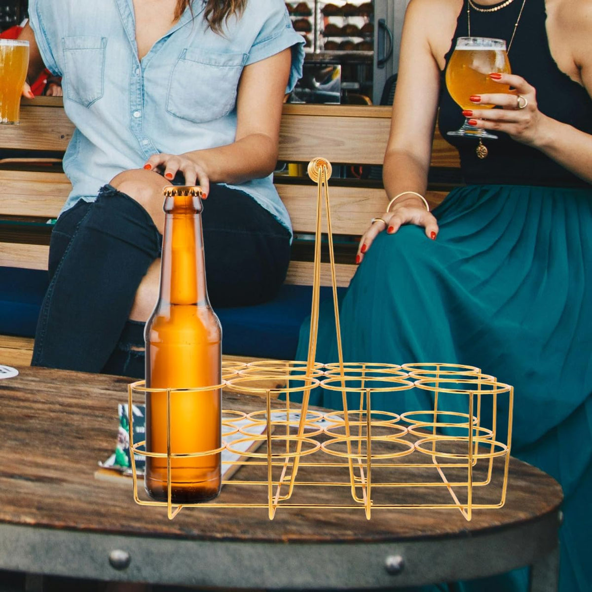 Beer Storage Rack Basket 12 Bottle Beer Holder with Handle Portable Rack Carrier for Bar Ktv Home Party Beverage Storage 11.41 X 8.66 X 11.22 in